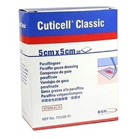 Cuticell Classic QTY 50 Individually wrapped sterile paraffin gauze dressing 5cm x 5cm 72538-01